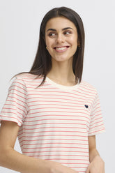 Tee-Shirt Fransa M/C Blanc Rayé Rouge